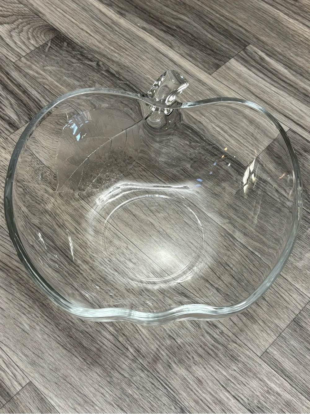 Vintage KIG Clear Glass Apple Shaped Serving Bowl Mid Century 9”